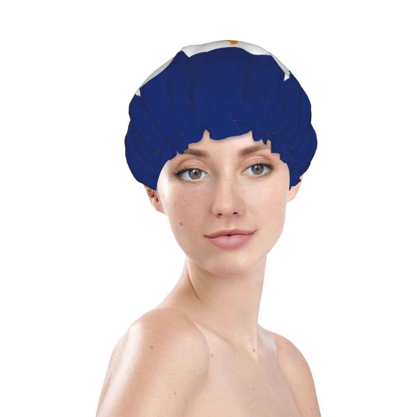 Anguilla Flag Prints Shower Cap Double Layer Lined Waterproof Bathing Shower Hat Beauty and Personal Care Hayyett