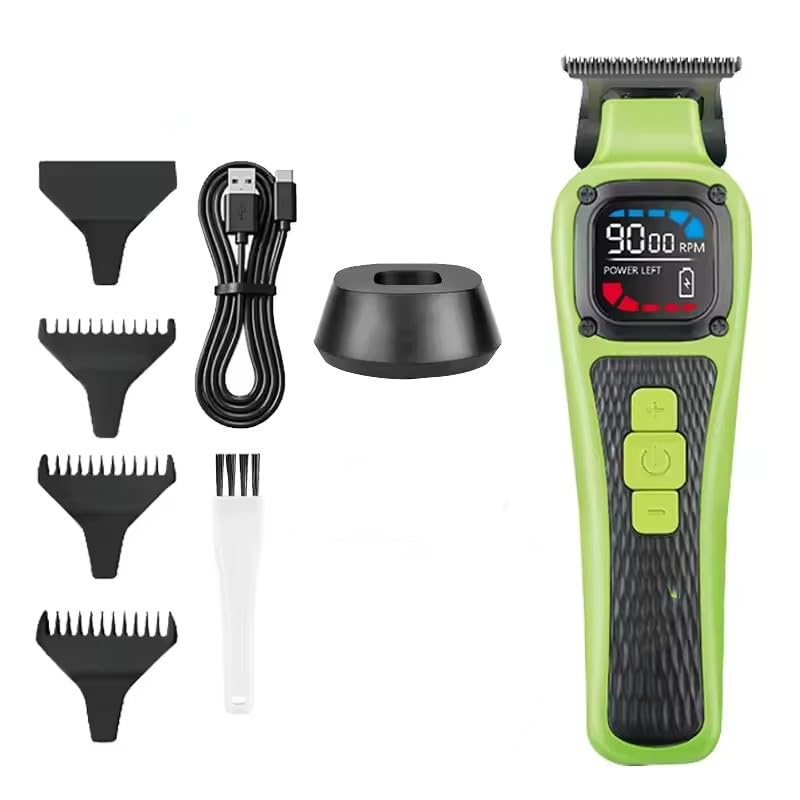Professional Hair Clippers Set for Men, 9000RPM Motor Wireless Electric Trimmer USB Rechargeable Portable Haircutting Kit with LCD Display Beauty and Personal Care QDKVTNDJZ