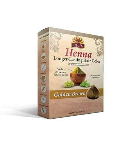 OKAY Pure Naturals Henna Hair Color Golden Brown 2oz - Natural Herbal Hair Dye for Gray Coverage, Long-Lasting Color, Conditions & Strengthens Hair Beauty & Personal Care OKAY