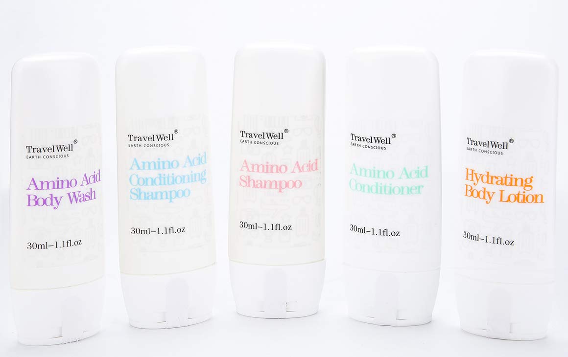 Travel Well Mini Shampoo & Conditioner Set - Amino Acid Travel Shampoo & Conditioner - Paraben-Free Mini Soap Bars Guest Bathroom Toiletries - 25 Beauty & Personal Care Travelwell