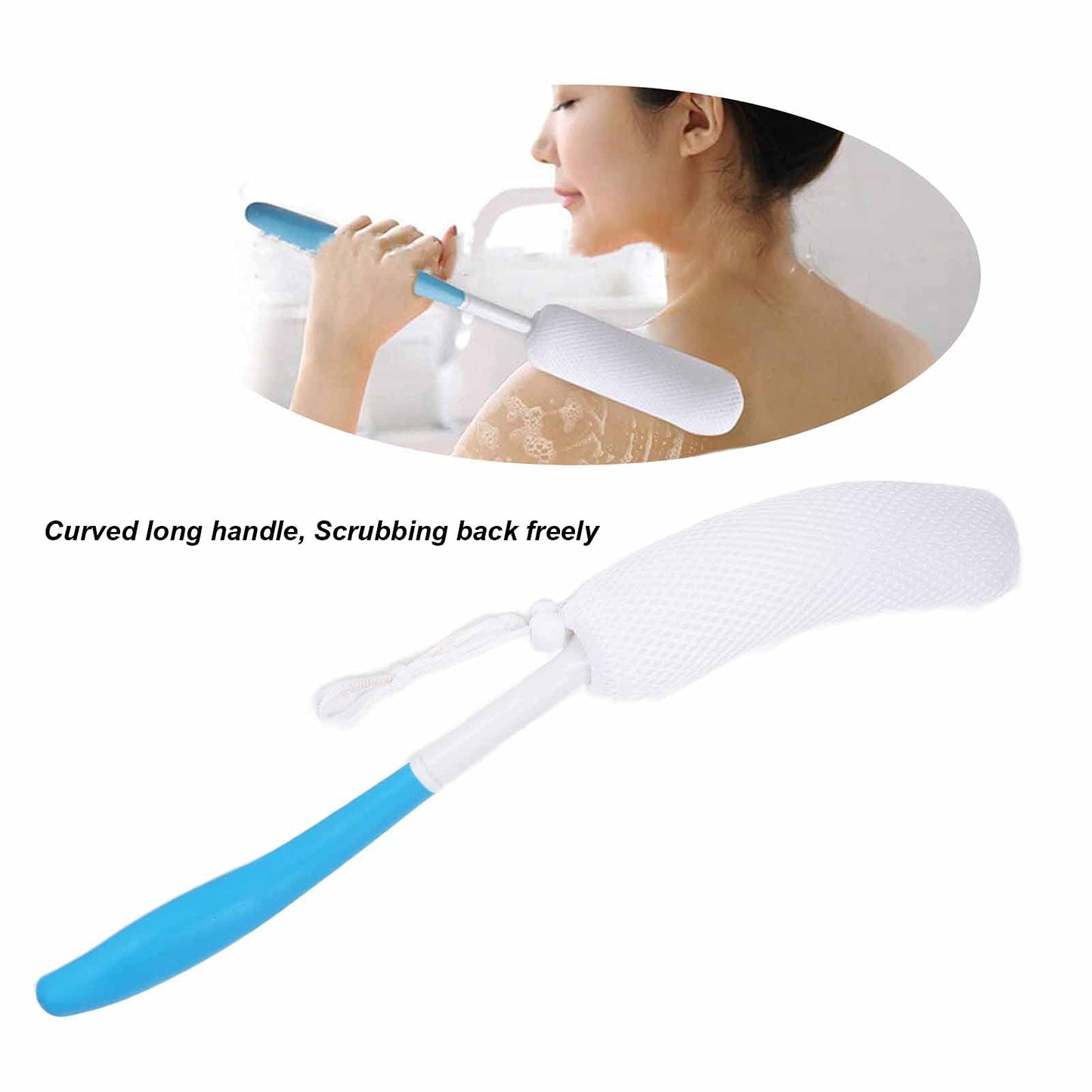 Shower Brush Long Handle,Bath Brush Long Curved Handle Soft Sponge Body Cleaning Exfoliating Shower Brushes Back Brush Scrubber Body Skin Exfoliation Beauty and Personal Care ZJchao