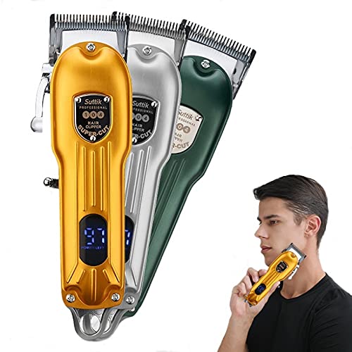 GLESVOWIO Pro Hair Clipper Professional Barbershop LED Adjustable Clippe Cordless Trimmer Cutting Machine Electric Salon Taper Lever(Green) Beauty and Personal Care GLESVOWIO
