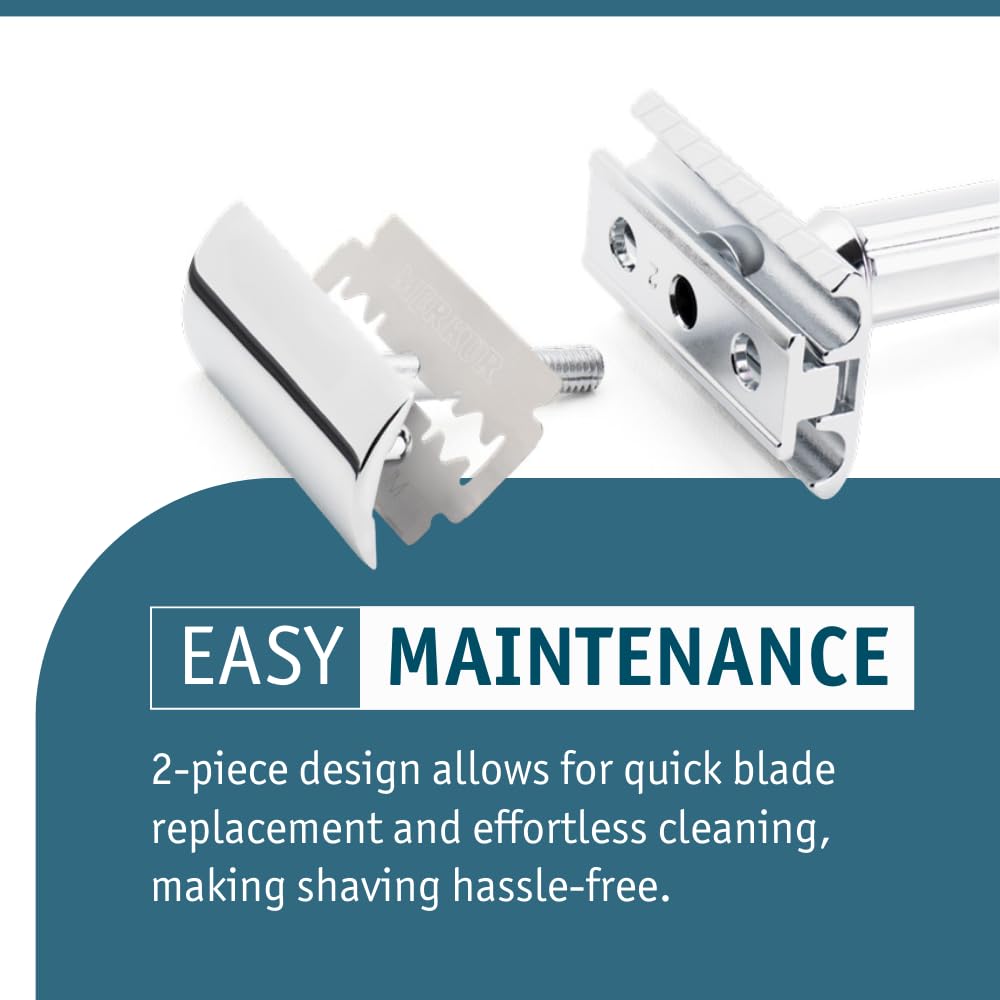 MERKUR Progress 500 Adjustable Double Edge Safety Razor - Standard Handle Adjustable Razor With Dial Made in Germany Plastic-Free Closed Comb Straight Beauty and Personal Care MERKUR