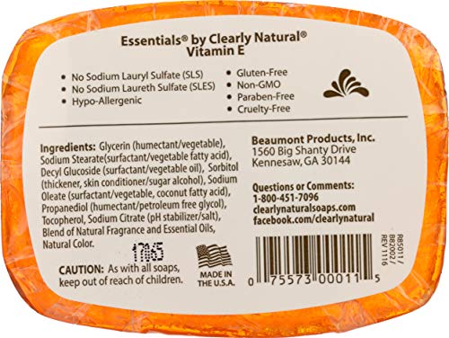 Clearly Natural Essentials Glycerine Soap Bar, Vitamin E, 4 Oz Beauty & Personal Care Clearly Natural
