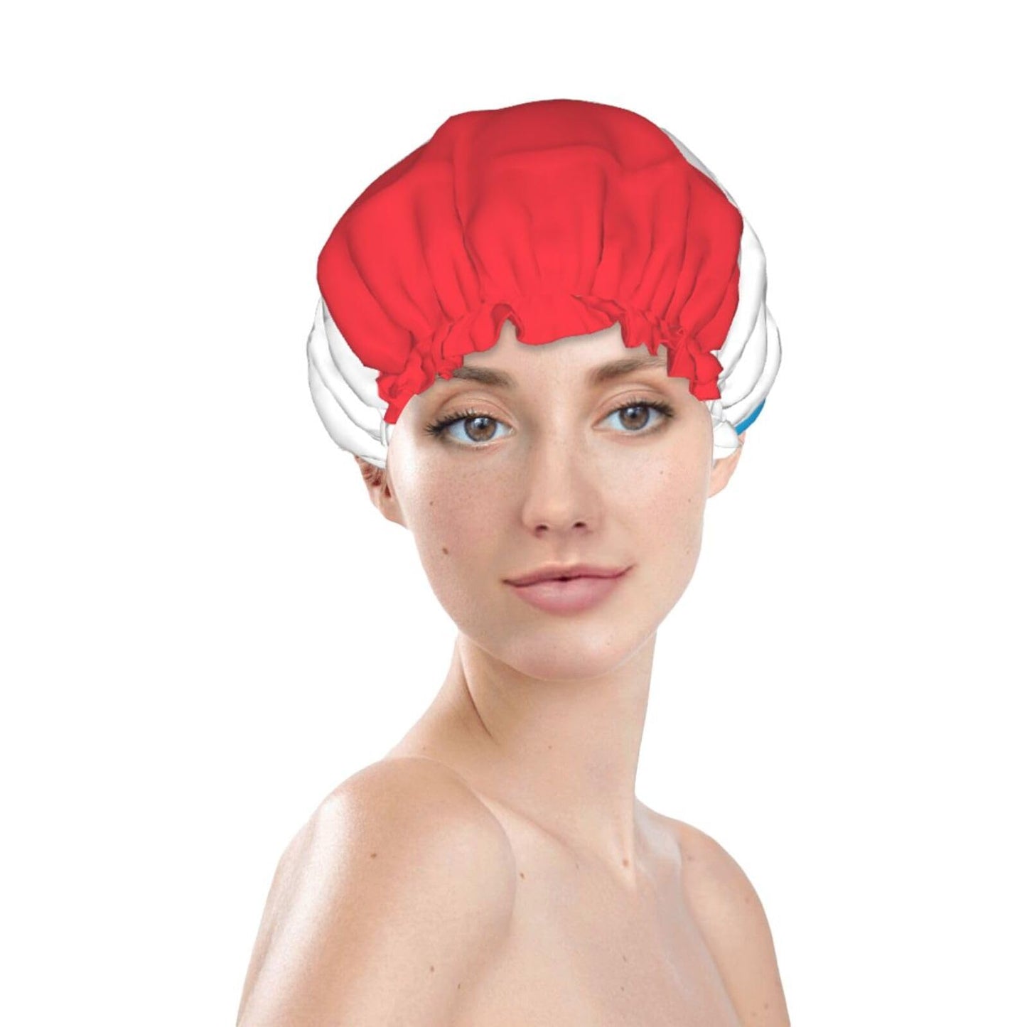 Luxembourg Flag Prints Shower Cap Double Layer Lined Waterproof Bathing Shower Hat Beauty and Personal Care Hayyett