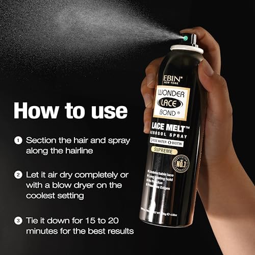 Wonder Lace Melt Aerosol Spray - Rose Water Biotin Infused 2.7 fl.oz./80ml Preserves Edges & Undetectable Lace Long lasting hold No Residue glueless Beauty & Personal Care WONDER LACE BOND