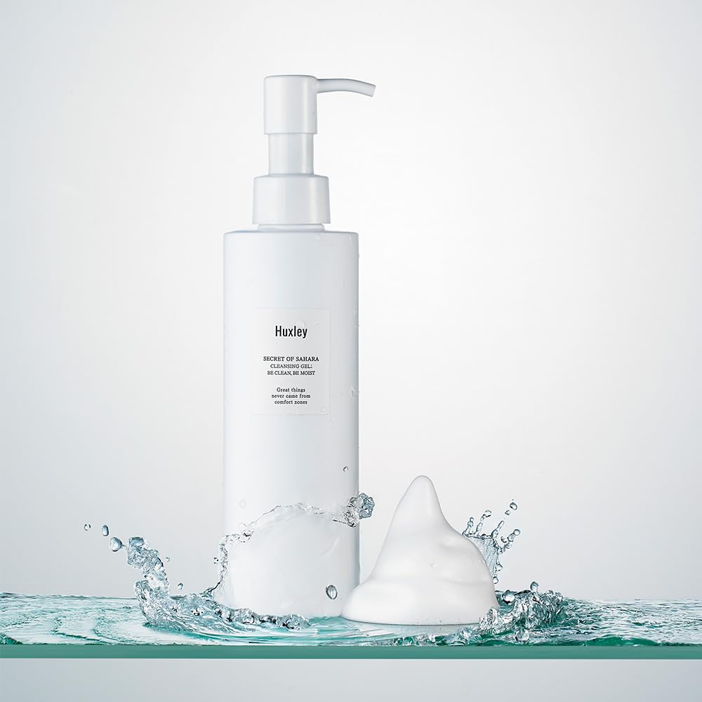 Huxley Secret of Sahara Gel Cleanser, Korean Gel-to-Foam Facial Cleanser for Daily Cleansing, Gentle Hydrating Face Wash for Makeup & Sunscreen Beauty & Personal Care Huxley