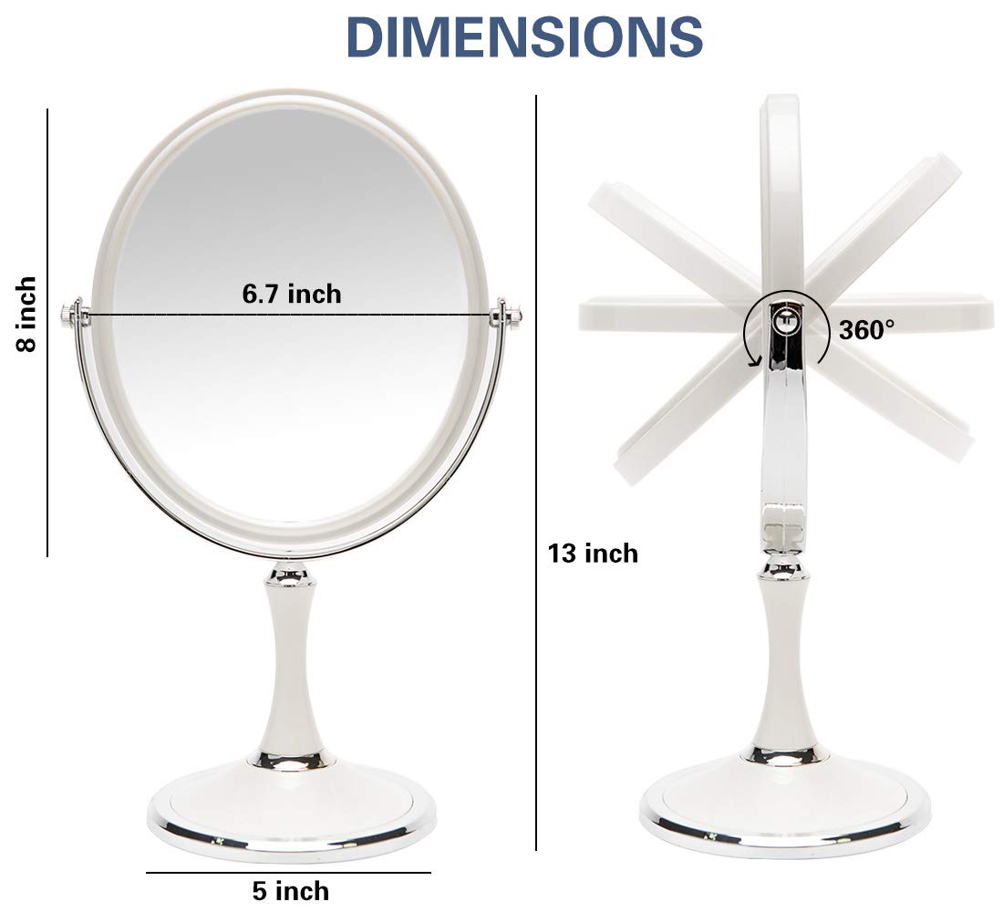 YEAKE Vintage Table Mirror with Stand 8-inch Double Sided Swivel 1X/3X Magnification Desk Mirror with Silver Style 13 Inch Height Standing Tabletop Beauty & Personal Care YEAKE