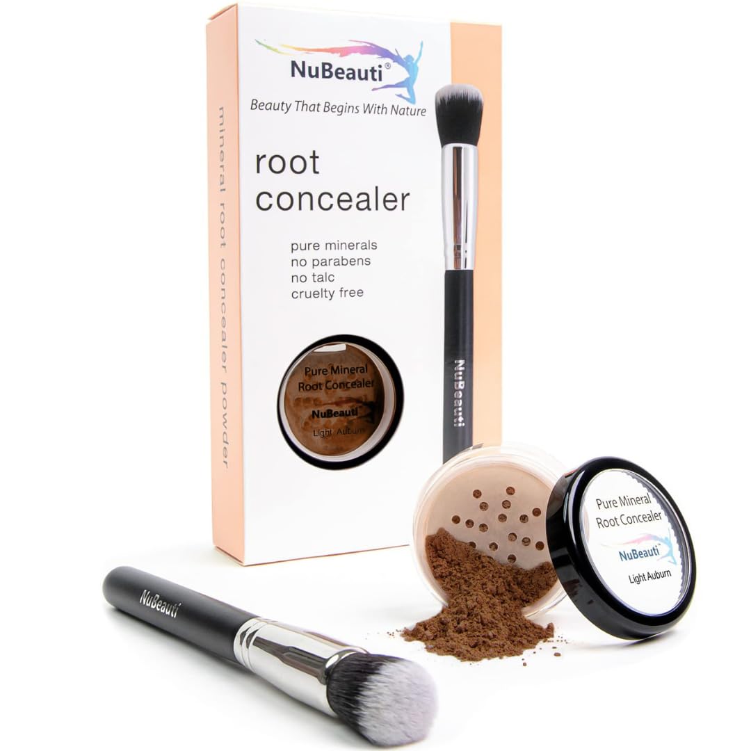 NuBeauti Hair Root Touch Up Powder - Light Auburn - 11 True-to-Nature Root Concealer Shades - Long-lasting, Fragrance Free, Talc & Paraben Free - Beauty & Personal Care NuBeauti