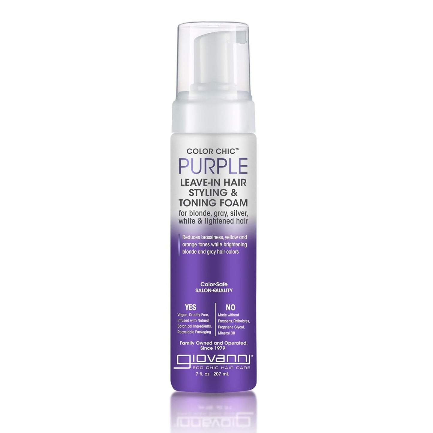 GIOVANNI Color Chic Purple Leave-In Hair Styling & Toning Foam - Purple Foam for Blonde, Gray, Brassy, Fine Hair, Gives Volume & Shine for Women & Men Beauty & Personal Care GIOVANNI