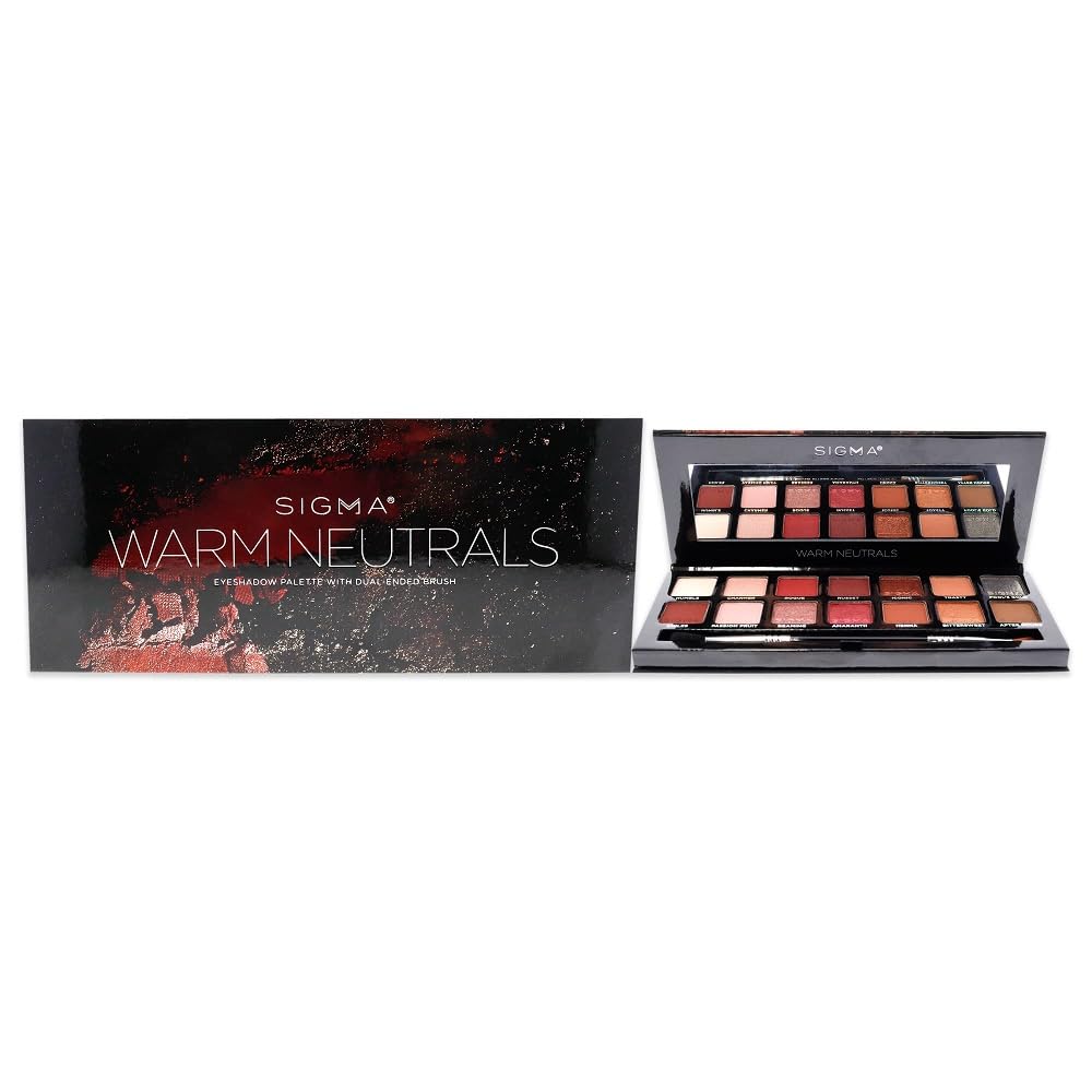 SIGMA BEAUTY Warm Neutrals Eyeshadow Palette - 14 Warm Eyeshadow Shades in Matte, Shimmer and Metalic Finishes - Highly Pigmented Vegan Eye Makeup