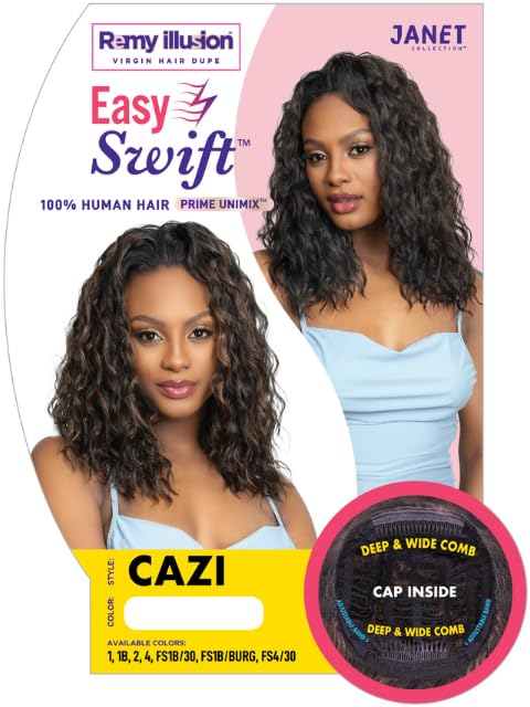Janet Collection Human Hair Prime Unimix Wig Remy Illusion Cazi (FS1B/BURG)