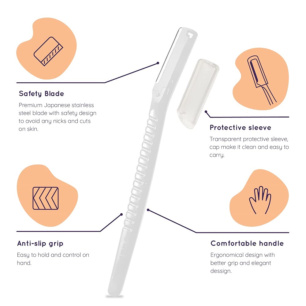 Sanfe Glide Reusable Face & Eyebrow Razor For Women - For Safe & Painfree Facial Hair Removal - Pack of 1 (3pcs) - Razor for Face, Eyebrows, Upper Beauty and Personal Care Sanfe