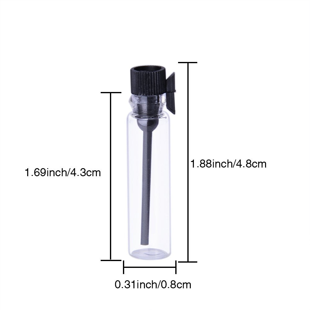Enslz 100PCS Perfume Samples Mini Bottles With Black Lid Empty Glass Vials Dropper Bottle for Travel and Party (2ml) Beauty & Personal Care Enslz