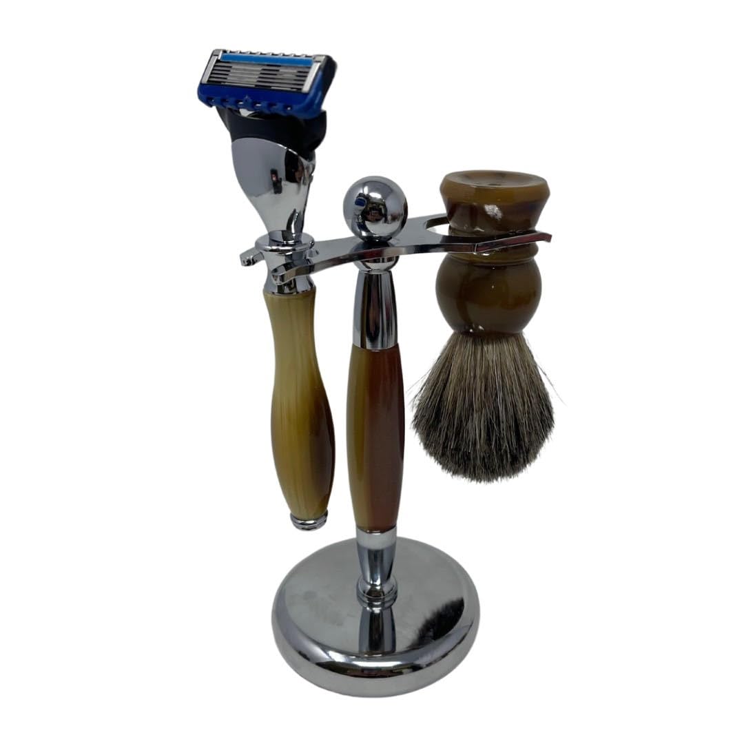 G.B.S Men’s Complete Shaving Set, Brush Razor Holder, Beard Oil Beard Balm, Shaving Soap, Aftershave Pure Badger Shave Brush and Manual Razor Beauty and Personal Care G.B.S