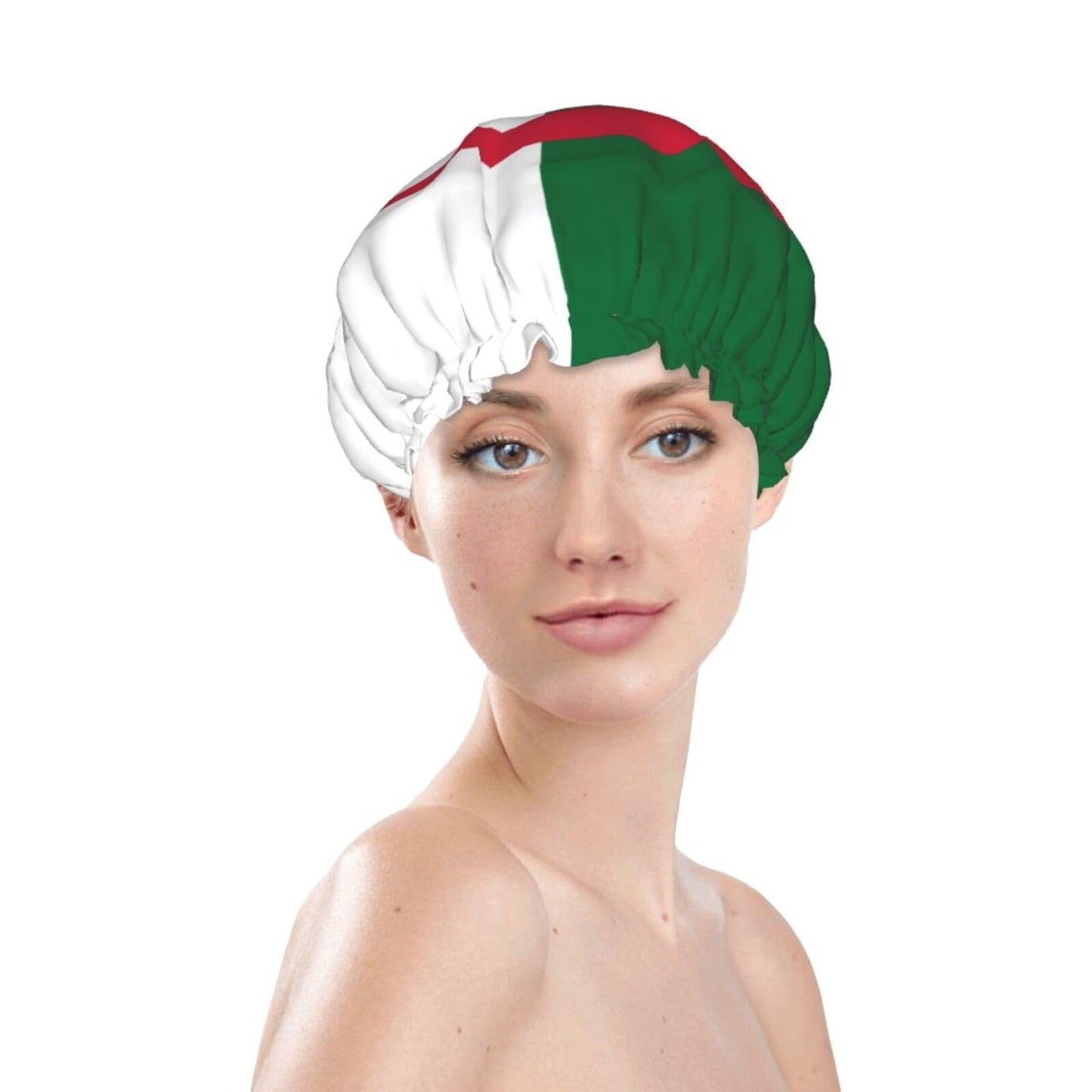 Algeria Flag Prints Shower Cap Double Layer Lined Waterproof Bathing Shower Hat Beauty and Personal Care Hayyett