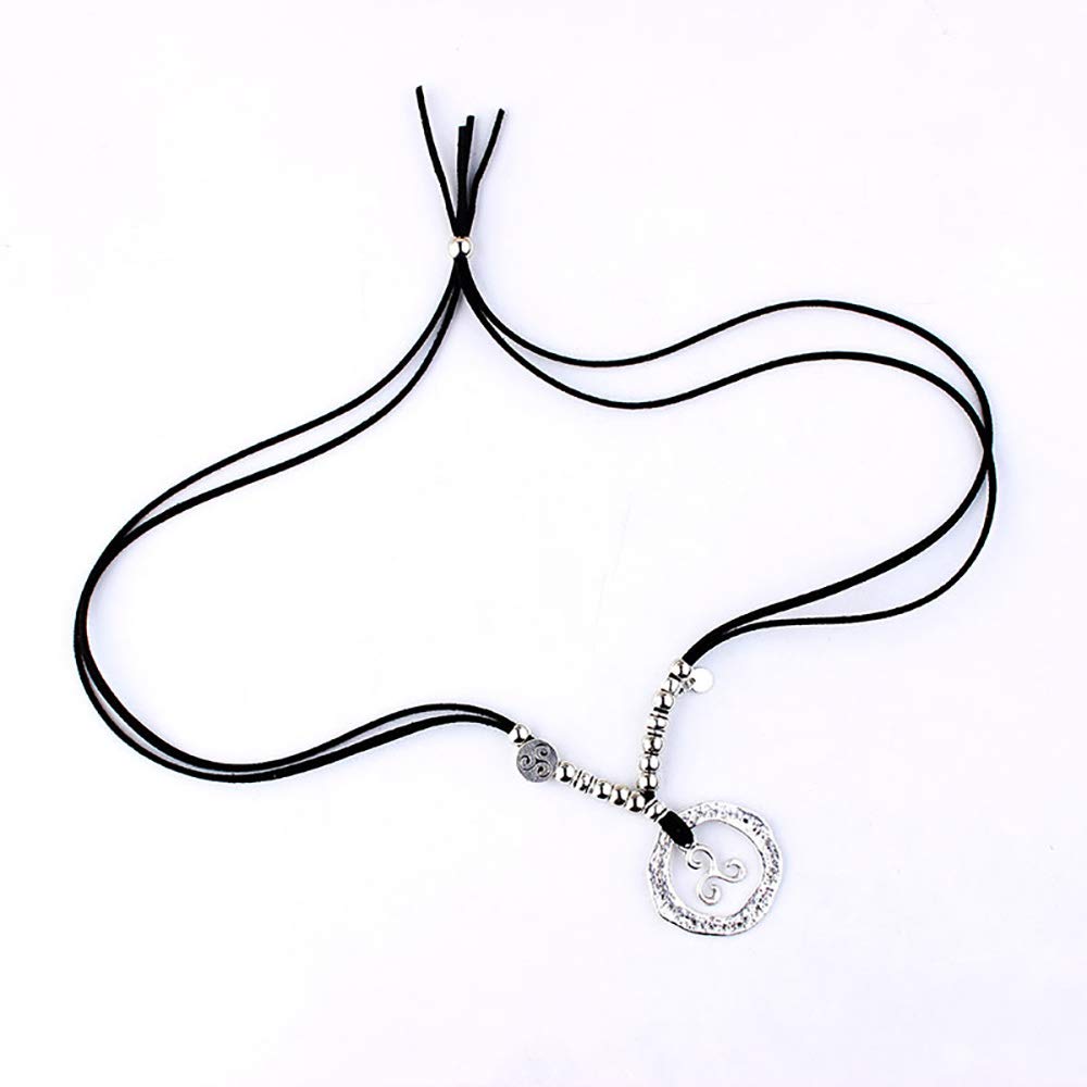 DoubleNine Boho Ethnic Choker Necklace Retro Infinite Coin Adjustable Choker Charm Simple Layering Cord Everyday Accessories for Women Girls (black) Beauty & Personal Care Doubnine