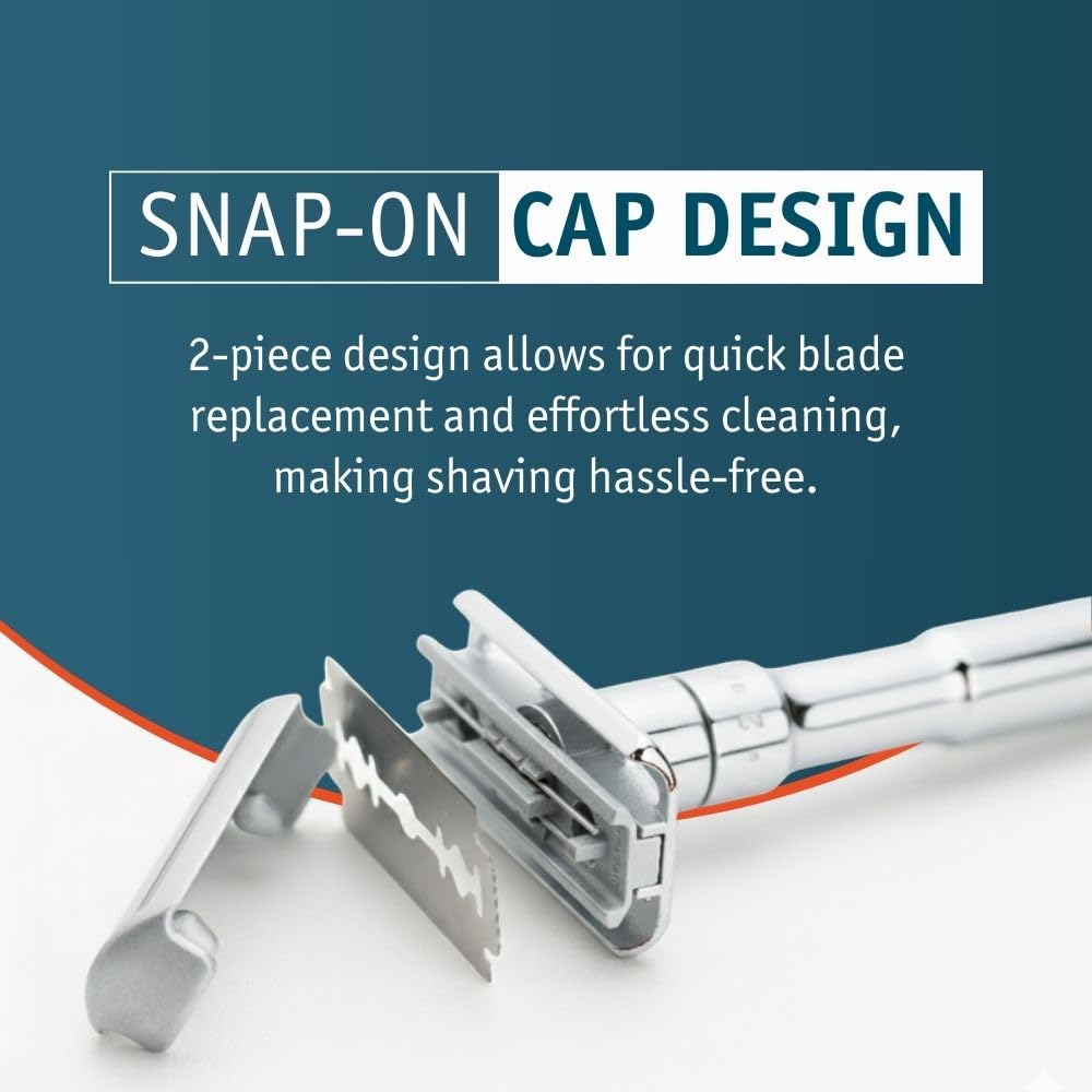 MERKUR FUTUR 701 Adjustable Double Edge Safety Razor - Bright Chrome - Adjustable Razor With Dial - Made in Germany - Plastic-Free - Snap-On Cap Beauty and Personal Care MERKUR