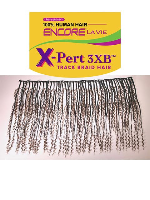 Janet Collection Human Hair Prime Unimix Encore Lavie X-Pert TRACK BRAID HAIR 3XB BOHO BOX BRAID Goddess curl ends WEAVING 24” (COLOR #1B)