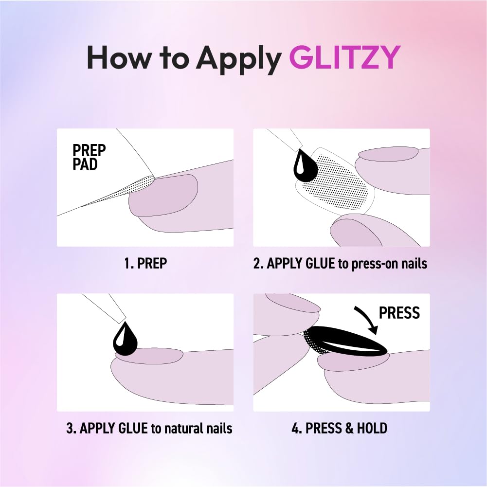 Glitzy 3D Handmade Press On Nail Kit, Rhinestone Strawberry French Tip Long Almond False Nail, Reusable & Lasts Up To 2 Weeks, Seamless Snug Fit
