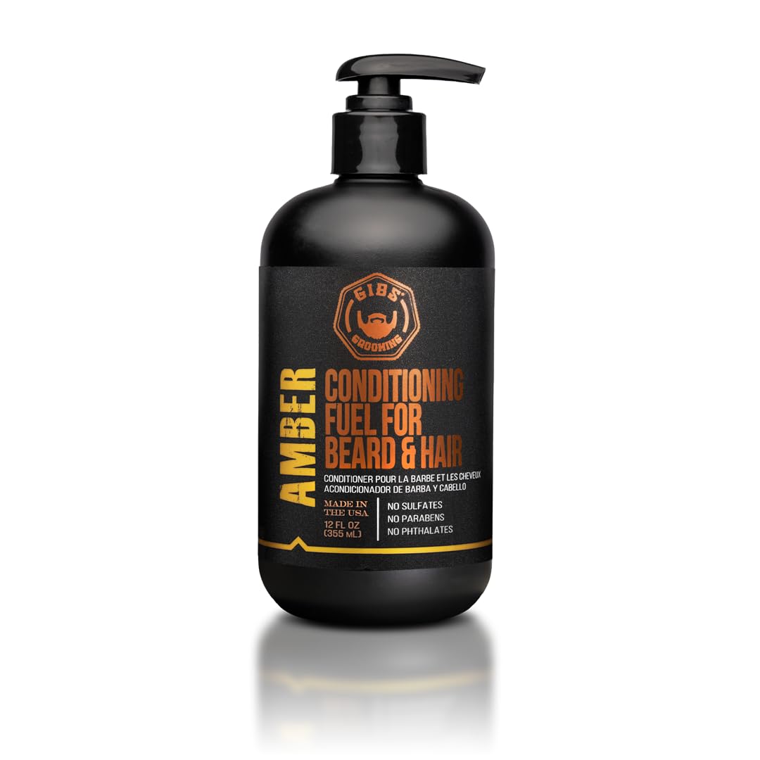 GIBS Amber Beard and Hair Conditioner - Detangle, Control Frizz, Revitalize Dry Hair & Skin, Antimicrobial & Antioxidant - Made in USA Beauty and Personal Care GIBS