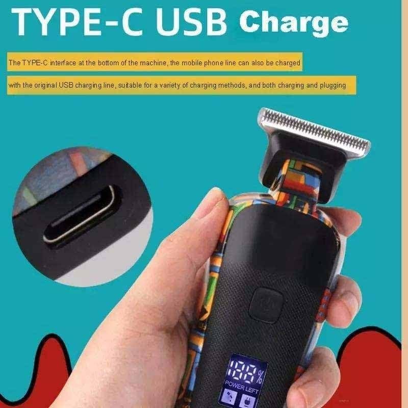 QDKVTNDJZ Hair Clippers,Beard Trimmer for Men, Multifunction Men's Professional Electric Actuator Printed Graffiti Shaving Face USB Charging Beauty and Personal Care QDKVTNDJZ