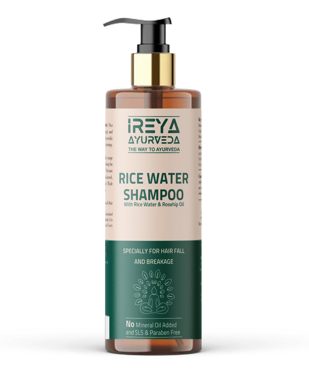 Rice Water Shampoo for hair with Rosehip oil 200ml (6.76oz) for Growth & Smooth Hair | Made with all natural ingredients No minerals Beauty & Personal Care Ireya Ayurveda