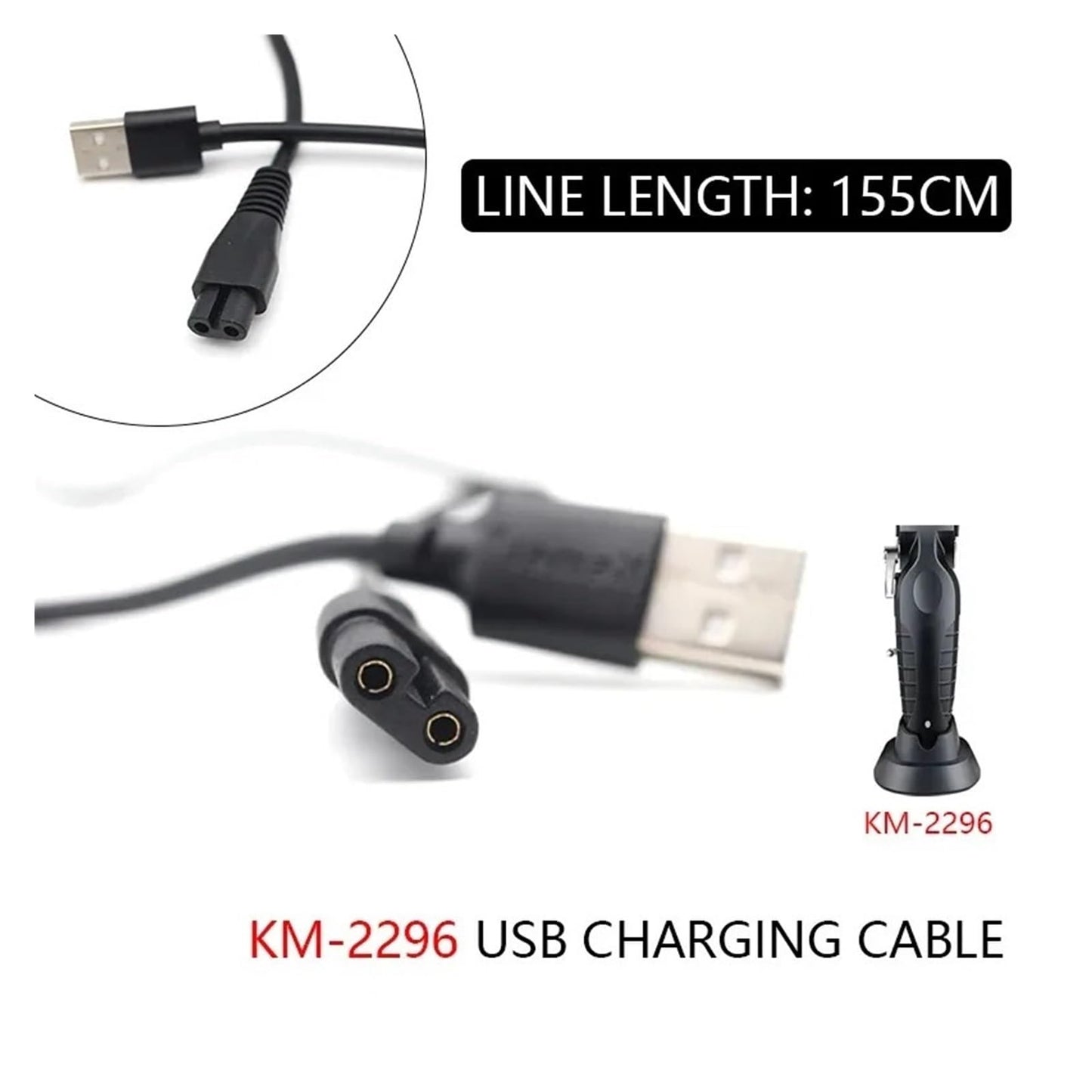 SKXLHQVL USB Power Charger Cable,Compatible for Kemei? KM-2296 Replacement Professional Hair Clipper Hair Trimmer Machine Accessories(1 USB Charging Beauty and Personal Care SKXLHQVL