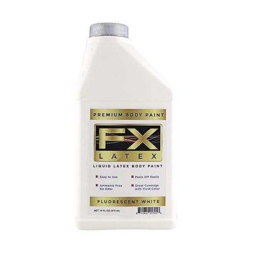 Liquid Latex - Face and Body Paint, Ammonia Free, Easy On and Off, Cosplay Makeup, Create Professional Monster, Zombie Arts 16 Oz (Fluorescent White) Beauty & Personal Care Liquid Latex Fashions