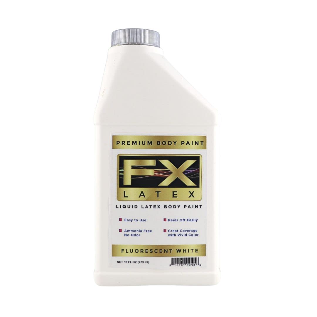 Liquid Latex - Face and Body Paint, Ammonia Free, Easy On and Off, Cosplay Makeup, Create Professional Monster, Zombie Arts 16 Oz (Fluorescent White) Beauty & Personal Care Liquid Latex Fashions