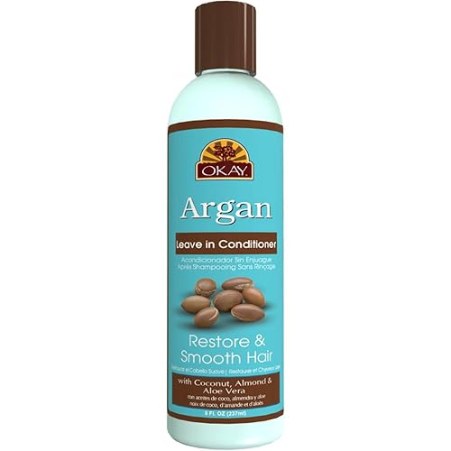 OKAY | Argan Leave In Conditioner | For All Hair Types & Textures | Restore, Hydrate & Smooth Hair | With Coconut, Almond, & Aloe Vera | Free Beauty & Personal Care OKAY