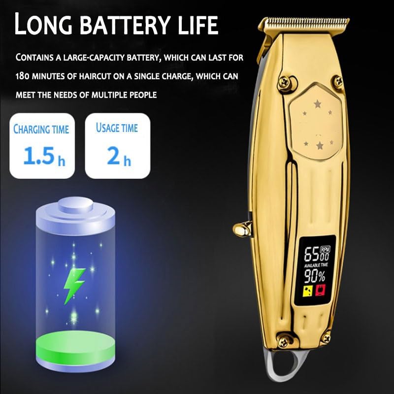 QDKVTNDJZ Hair Clippers for Men, Barber Electric 6500Rpm Lithium Ion Trimmer LCD Display Professional Beard for Full Metal Housing Beauty and Personal Care QDKVTNDJZ