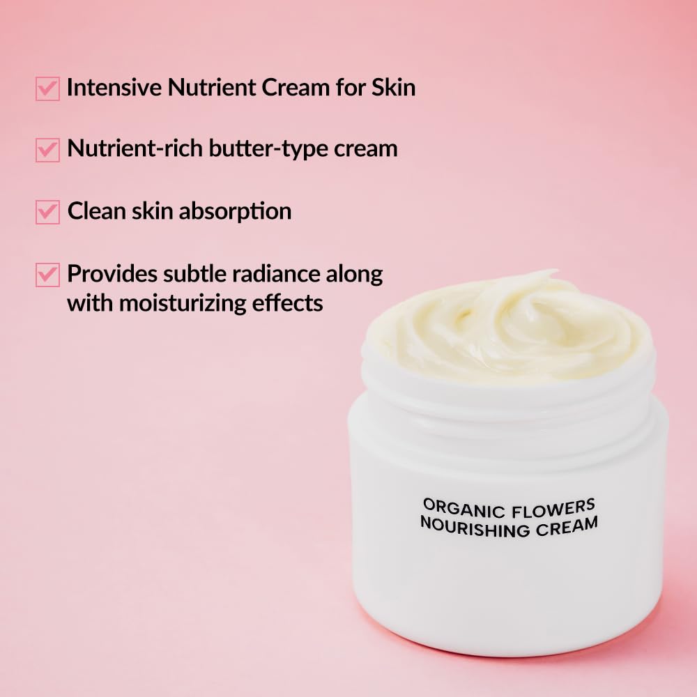 Whamisa Organic Flowers Nourishing Cream, 95.2% Organic, Waterless Formula, Fermented Ingredient Formula for Deep Hydration & Skin Comfort Beauty & Personal Care Whamisa
