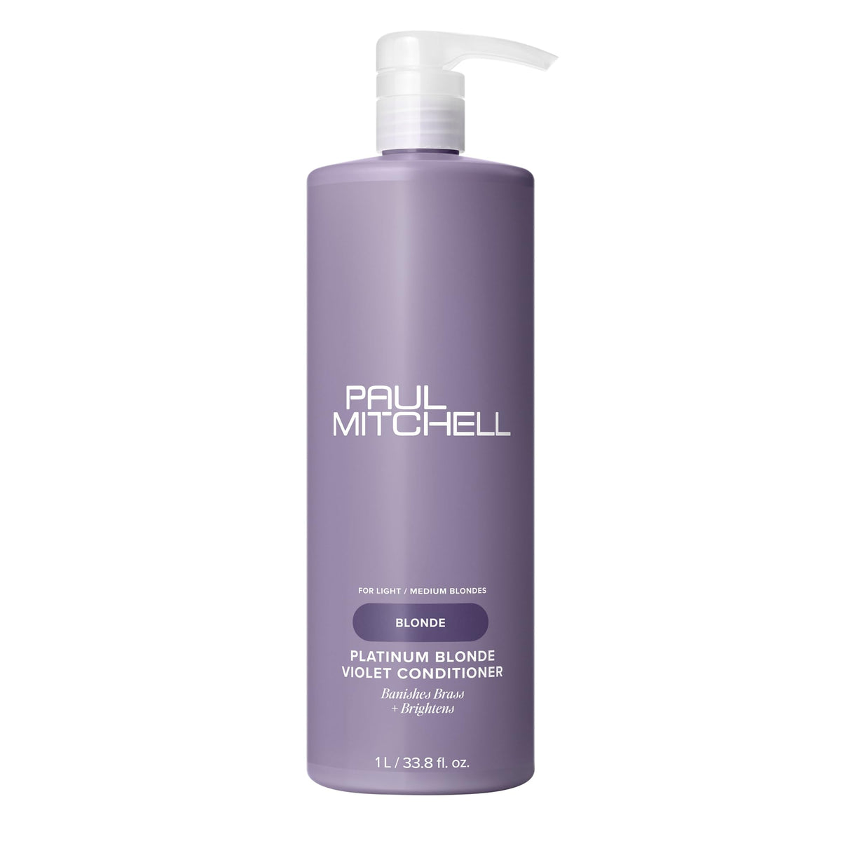 Paul Mitchell Platinum Blonde Violet Conditioner, Banishes Brass + Brightens, Ideal for Light to Medium Blonde, Silver, Gray or White Hair, 33.8 fl.