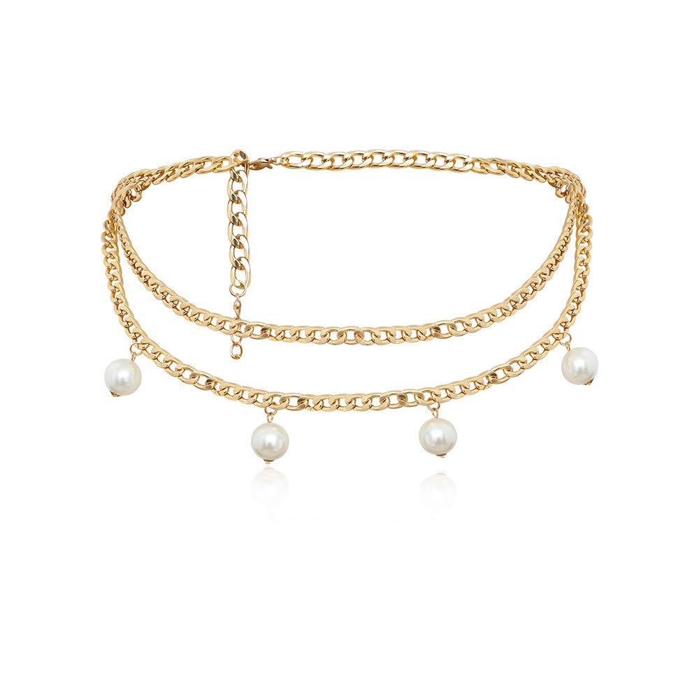 Xerling Big Pearl Waist Chain for Women Statement Belly Chain for Waist Jean Bohemian Jewelry Body Chain Charm Accessories Beauty & Personal Care Xerling
