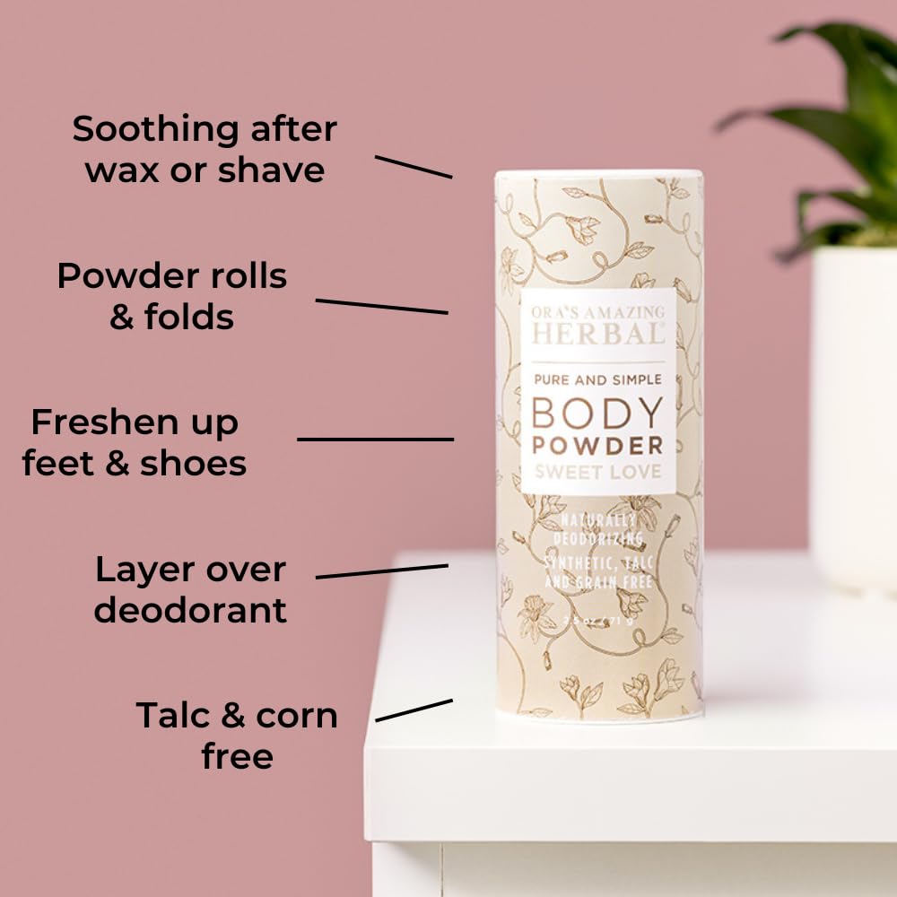 Body Powder for Women, Cornstarch and Talc Free Powder, Bath and Dusting Powder, Amber Oil, Frankincense Essential Oil, Ylang-Ylang, Vanilla, Warm Beauty and Personal Care Ora's Amazing Herbal