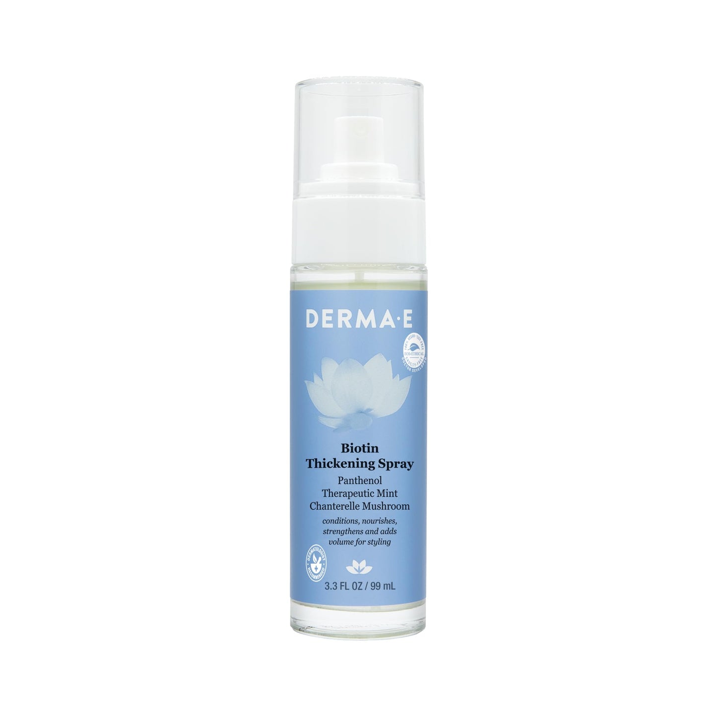 Derma E Biotin Thickening Spray - Volumizing Protein-Enriched Texturizer for Fine Hair with Panthenol, Therapeutic Mint and Chanterelle Mushroom, 3.3 Beauty & Personal Care Derma E