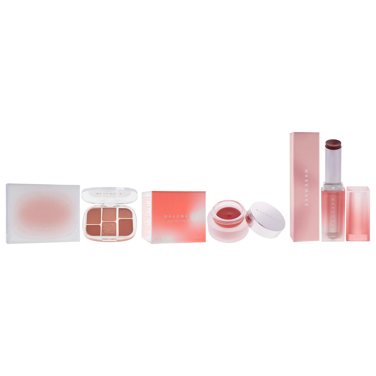 Wakemake Kit by Wakemake for Women - 3 Pc Kit 0.22oz Makeup - 01 Coral Hertz, 0.15oz Makeup - 03 Blessing Coral, 0.12oz Lipstick - 04 Teddy Tether