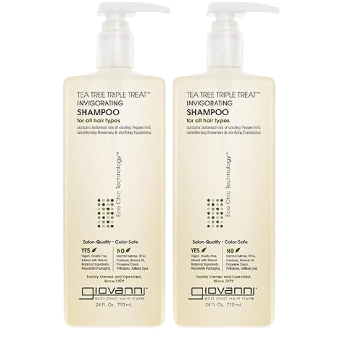 GIOVANNI Tea Tree Triple Treat Invigorating Shampoo, 24 oz (Pack of 2)