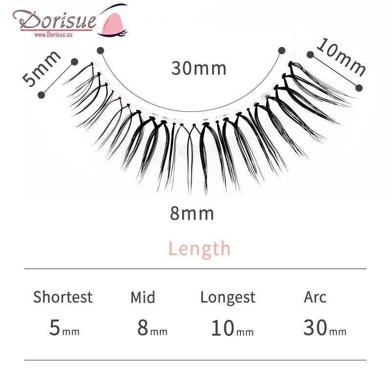 Dorisue Natural Round Eyes False Eyelashes - Ultra-Thin Invisible Band Dolly Eye Lashes for Natural Volume Look, 5-10mm Center Length, 4 Pairs (E6) Beauty & Personal Care Dorisue