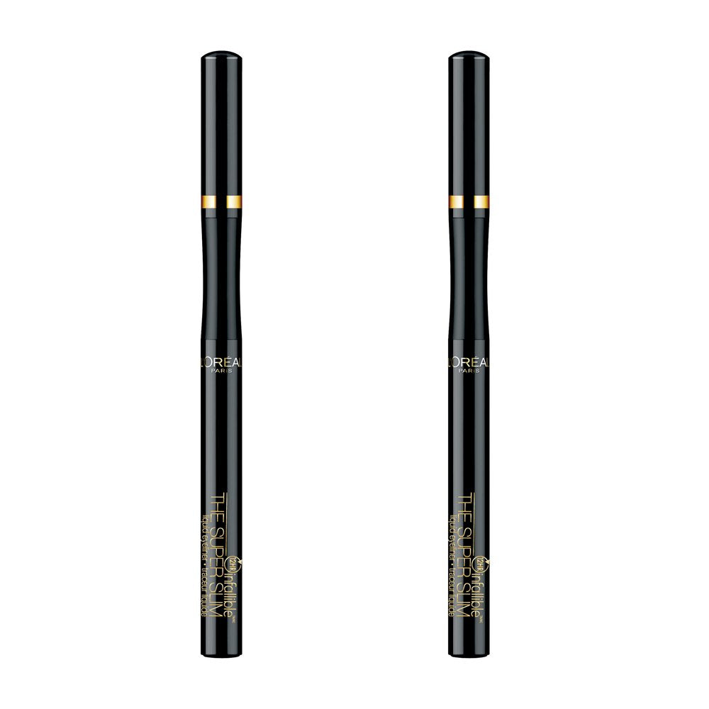 L'Oreal Paris Makeup Infallible Super Slim Long-Lasting Liquid Eyeliner, Ultra-Fine Felt Tip, Quick Drying Formula, Glides on Smoothly, Black, 0.03 fl