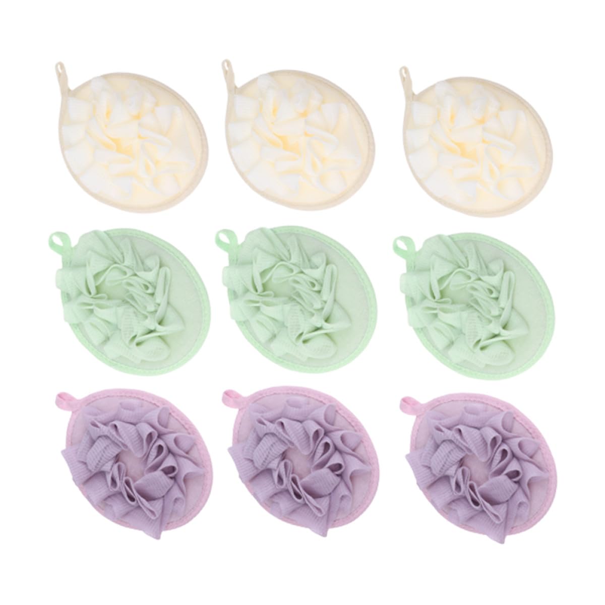 NULYLU 9Pcs Bath Sponge and Bath Puff Set Soft Solid Color with Bubble Net Gentle Exfoliating for Men and Women Suitable for Daily Shower Use Beauty and Personal Care NULYLU