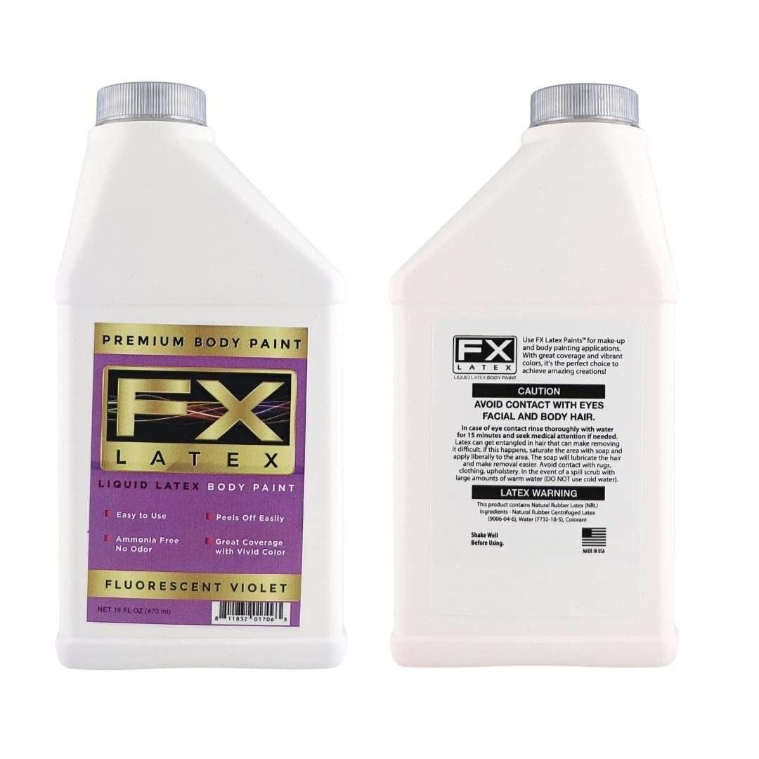Liquid Latex Fashions- Ammonia Free Natural Face paint for Kids and Adults, Ideal for Art, School Plays, Cosplays and Concerts, Fluorescent Violet- 16 Beauty & Personal Care Liquid Latex Fashions