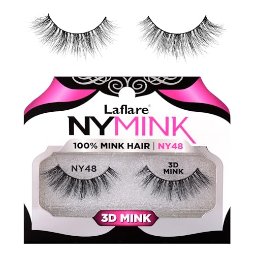 Laflare 3D NY Mink Eyelashes, 100% Real Mink Hair Lashes, Luxury Makeup, Natural, Light, Trendy, Variety, Reusable, Multi layered Real Mink Hair… Beauty & Personal Care Laflare