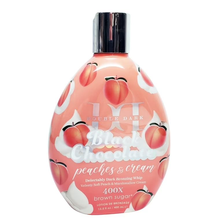 Brown Sugar Peaches & Cream 400X Double Dark Black Chocolate Bronzing Whip Tanning Lotion - Ultra Rich Skin Softening Formula for Deep, Long-Lasting Beauty & Personal Care Brown Sugar