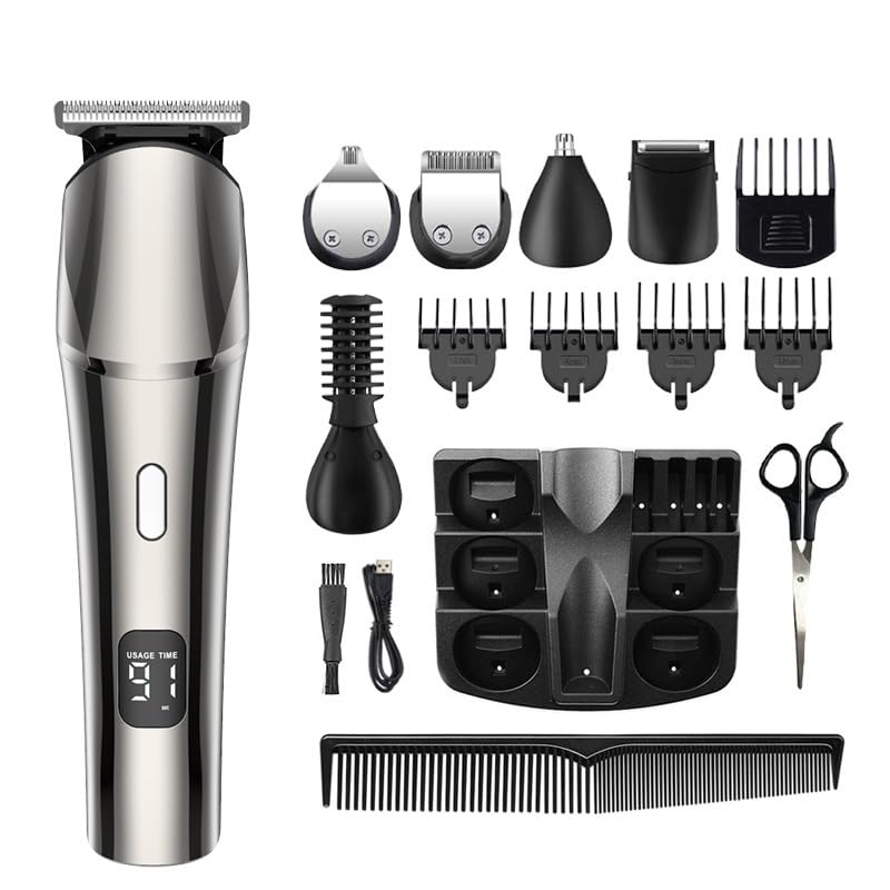 GLESVOWIO Multifunctional Men's Beard Trimmer Kit Electric Razor Shaver Professional Hair Clipper with Zero Gapped T-Blade Nose Ear Body for Men IPX6 Beauty and Personal Care GLESVOWIO