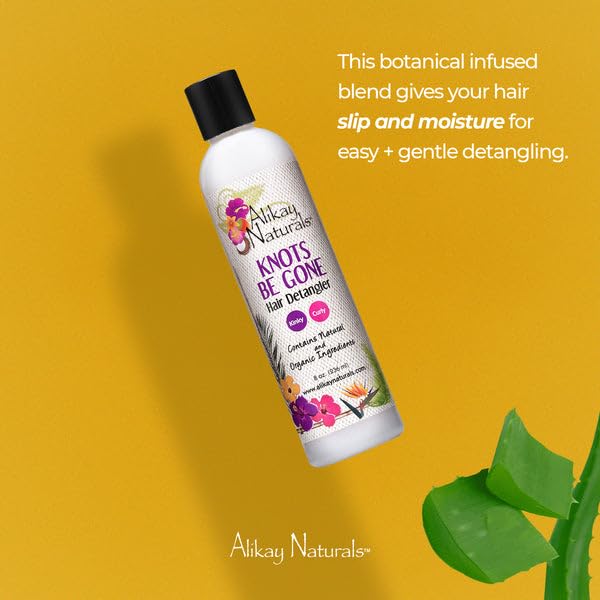 Alikay Naturals Knots Be Gone Hair Detangler Natural Aloe Vera, Hibiscus Flower 8 Ounce