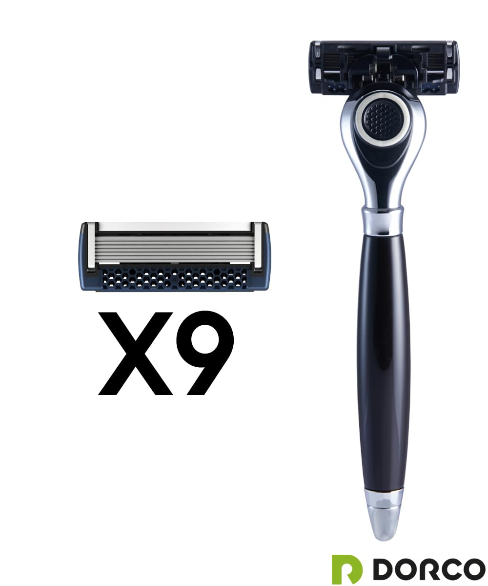 DORCO Pace Classic - Seven Blade Razor System with Pivoting Head and Premium Handle- 9 Pack (1 Handle + 9 Cartridges) Beauty and Personal Care DORCO