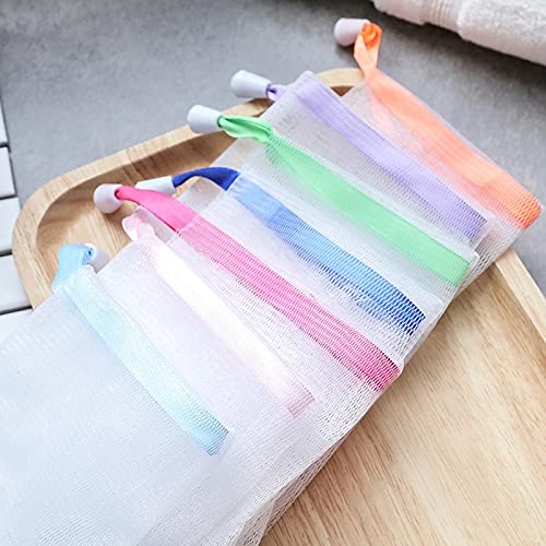 FULINJOY 10 PCS Exfoliating Mesh Soap Saver Pouch Bag Sack, Face Cleansing Foaming Nets, White Pouch with Drawstring (Color Random) Beauty & Personal Care FULINJOY