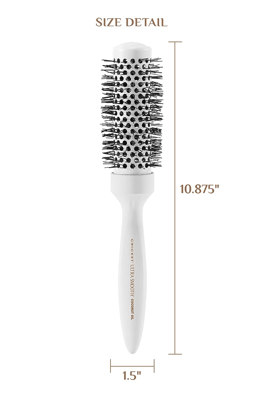 Cricket Ultra Smooth Coconut Thermal Hair Brush - 1.5” Ceramic Barrel, Coconut Oil and Keratin-Infused, Anti-Static Heat-Resistant Bristles, Textured Beauty & Personal Care Cricket